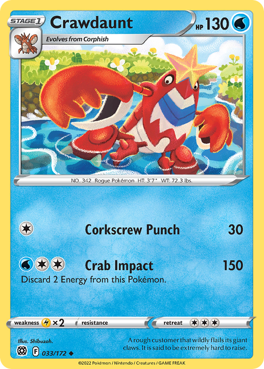 Crawdaunt - 033/172 - - BRILLIANT STARS - Pokemon - Uncommon | AA23-50