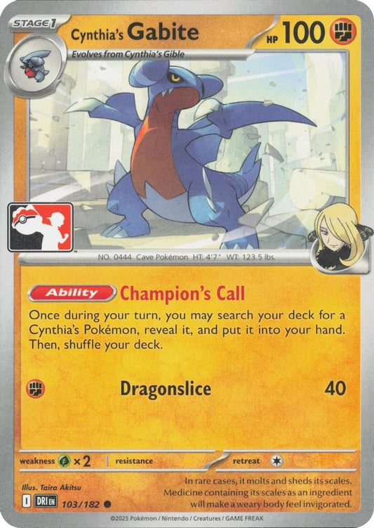Cynthia's Gabite - 103/182 - - PRIZE PACK SERIES CARDS - Pokemon - | AA41-2