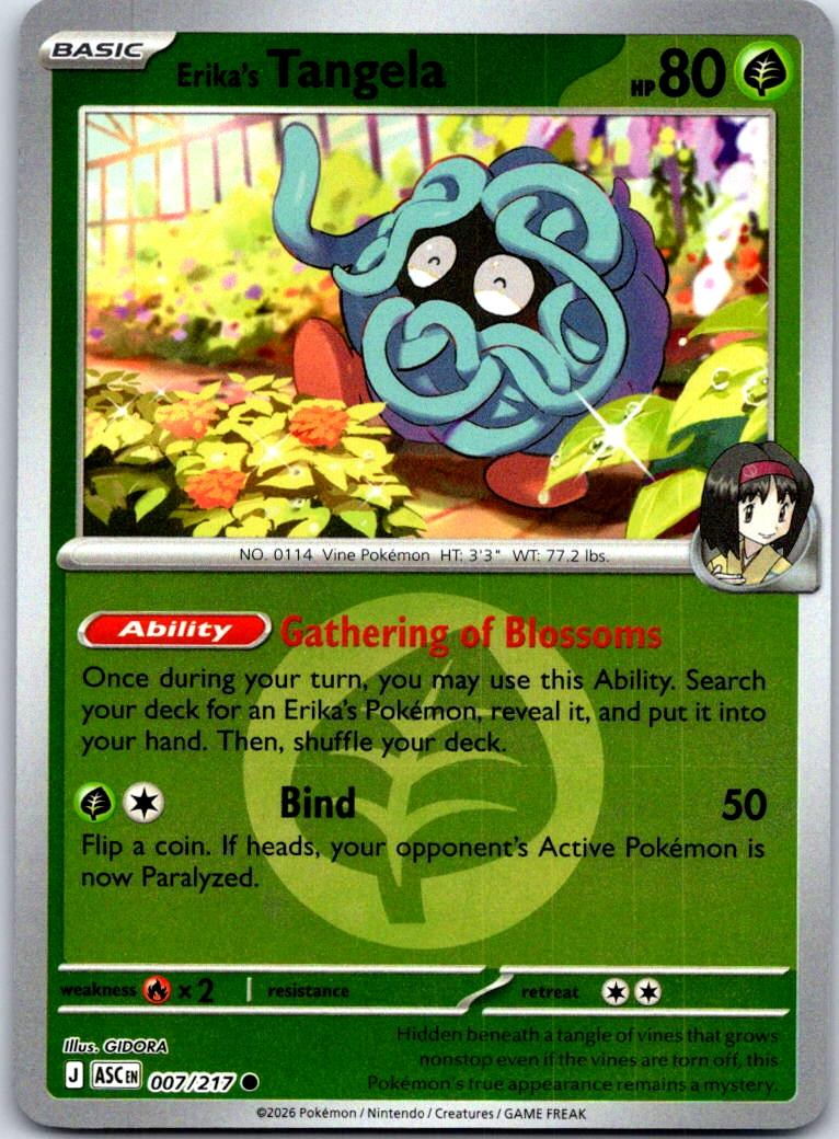 Erika's Tangela (Energy Symbol Pattern) - 007/217 - Reverse Holo - ASCENDED HEROES - Pokemon - | AB04-29