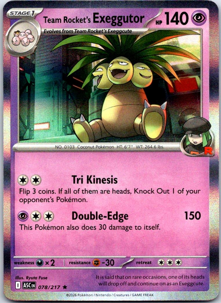 Team Rocket's exeggutor - 078/217 - Holo - ASCENDED HEROES - Pokemon - | AB07-14