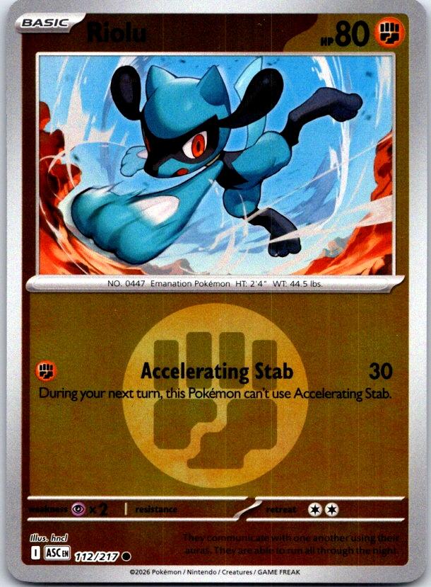 Riolu (Energy Symbol Pattern) - 112/217 - Reverse Holo - ASCENDED HEROES - Pokemon - | AC15-24