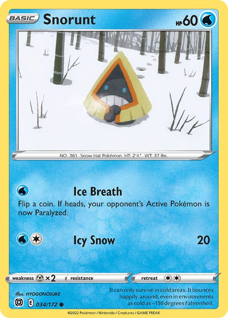 Snorunt - 034/172 - Reverse Holo - BRILLIANT STARS - Pokemon - Common | AA22-12