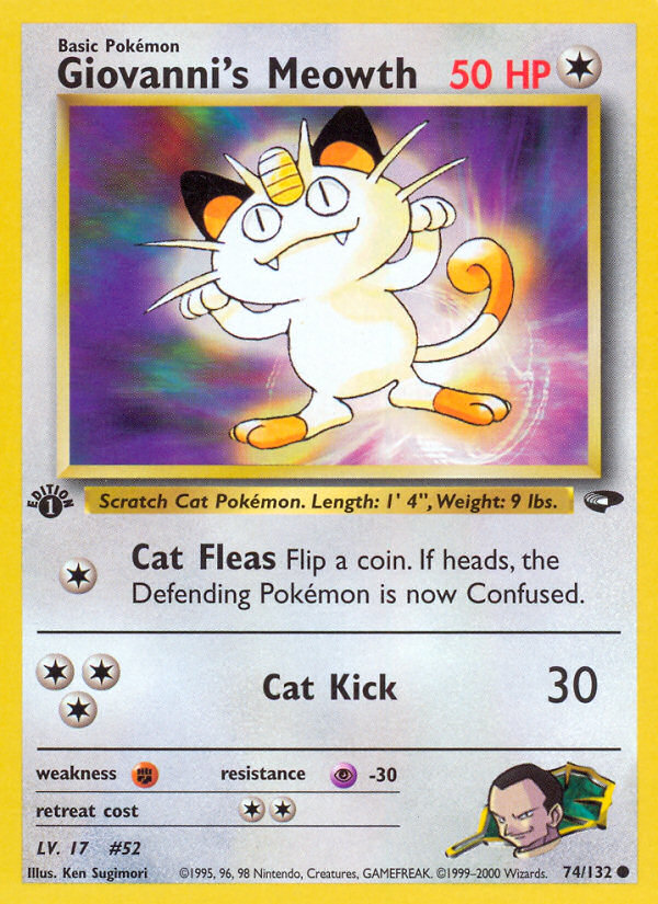 Giovanni's Meowth - 74/132 - Unlimited - GYM CHALLENGE - Pokemon - | AA113-10