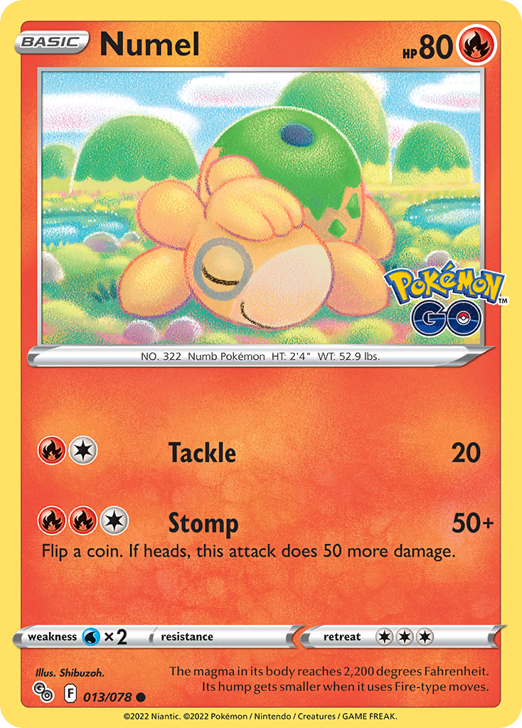 Numel - 013/078 - Reverse Holo - POKEMON GO - Pokemon - Common | AA119-16