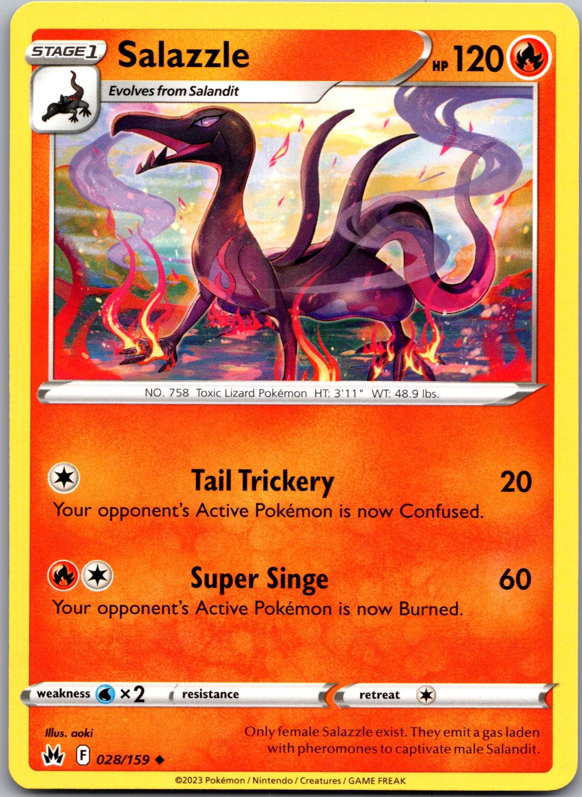 Salazzle - 028/159 - - CROWN ZENITH - Pokemon - Uncommon | AA92-18