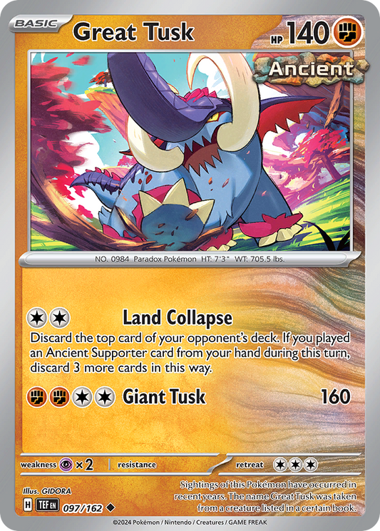 Great Tusk - 097/162 - - TEMPORAL FORCES - Pokemon - Uncommon | AA24-68