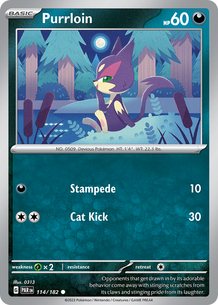Purrloin - 114/182 - - PARADOX RIFT - Pokemon - Common | AA47-91