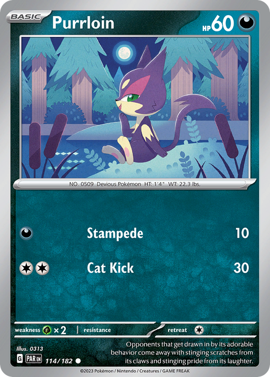 Purrloin - 114/182 - - PARADOX RIFT - Pokemon - Common | AA47-94
