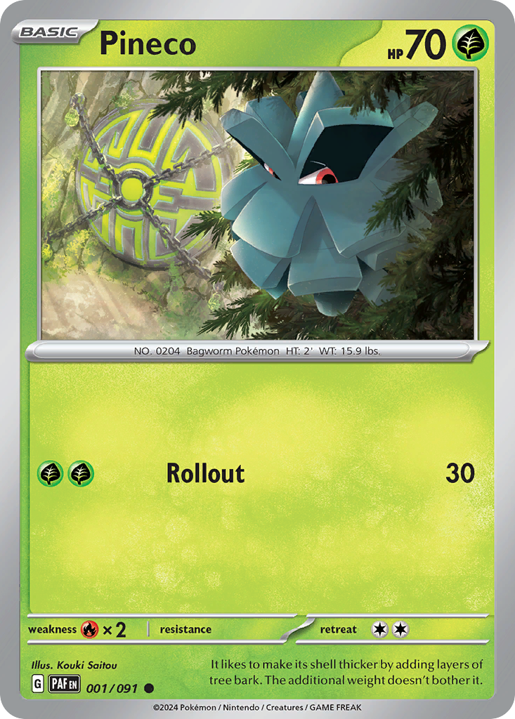 Pineco - 001/091 - - PALDEAN FATES - Pokemon - Common | AA81-46