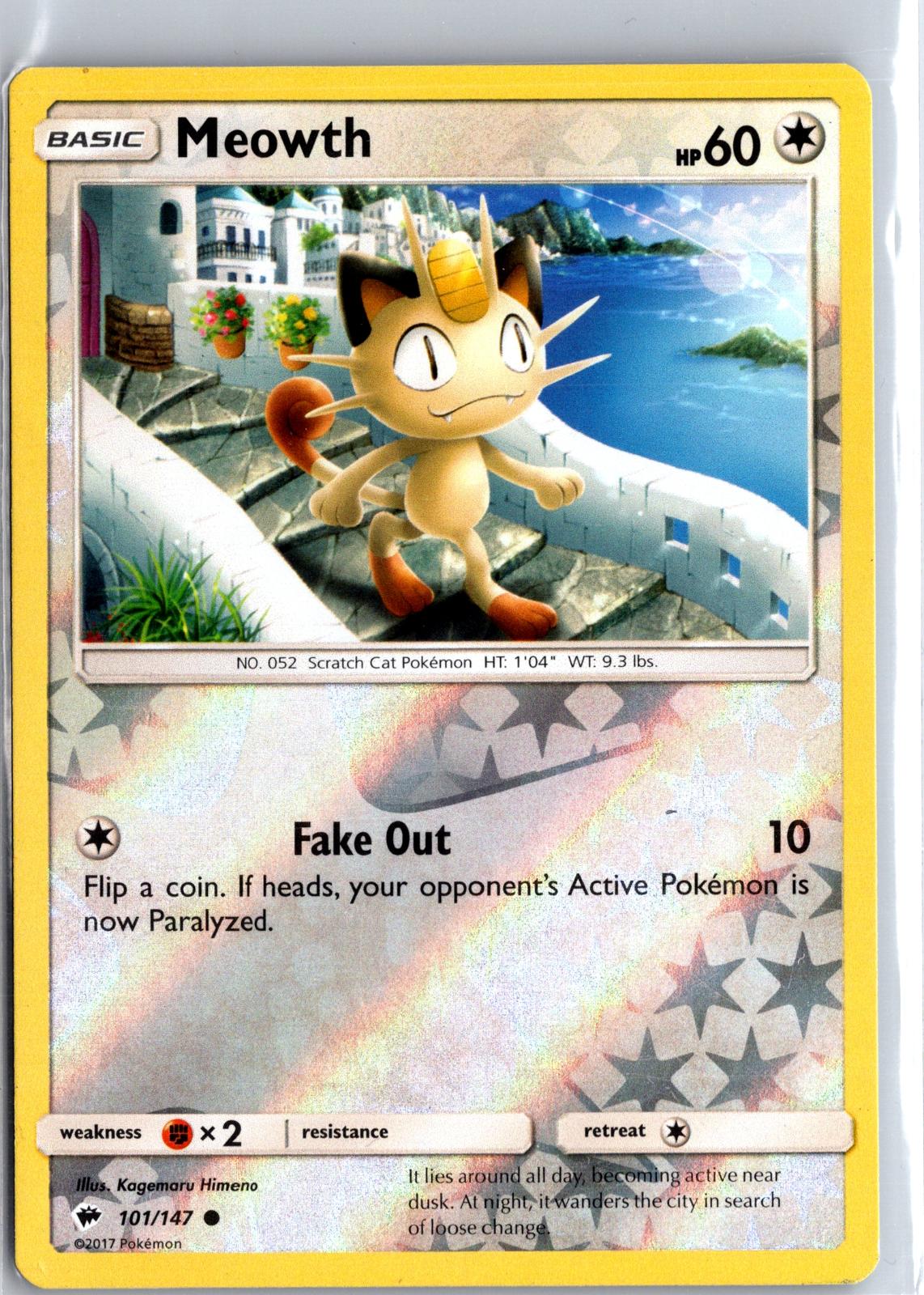 Meowth - 101/147 - Reverse Holo - BURNING SHADOWS - Pokemon - Common | AA115-35