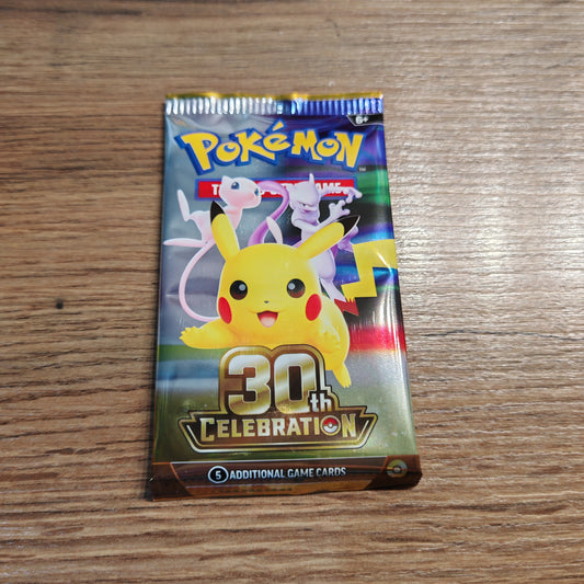 Pokémon TCG 30th Celebration Anniversary Booster Pack – sealed trading card product packaging