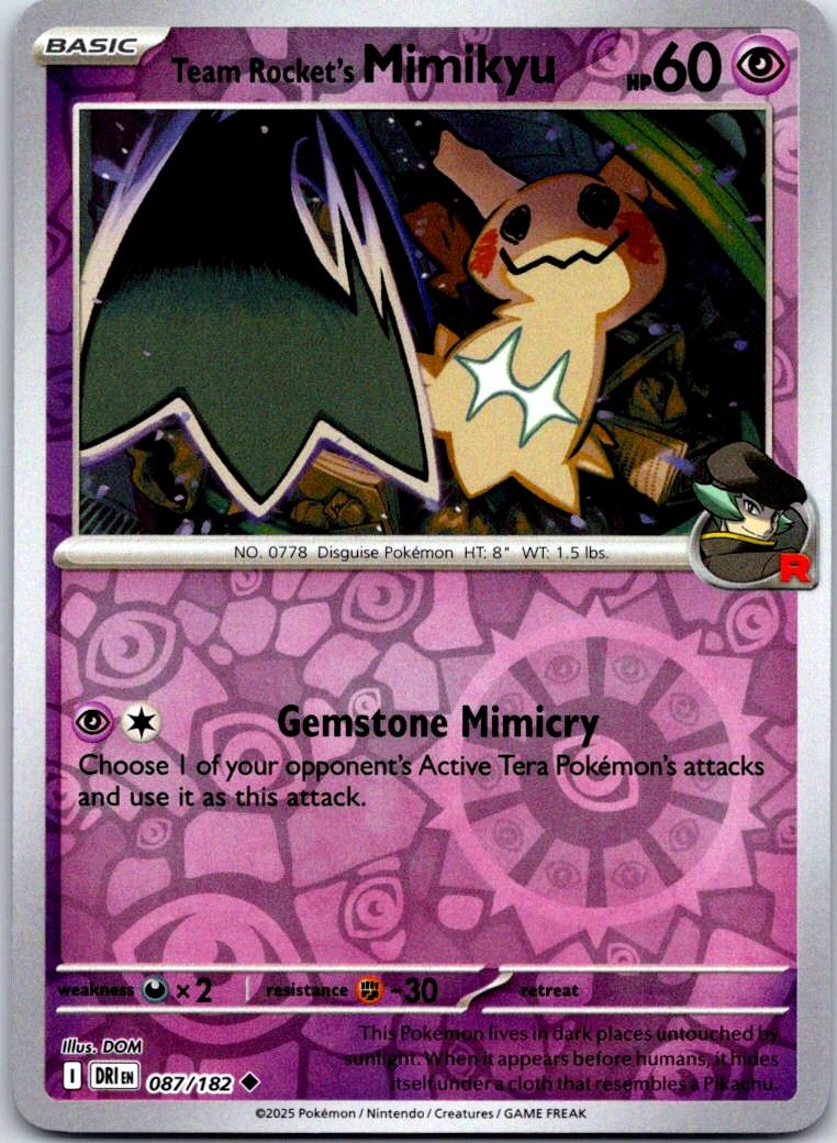 Team Rocket's Mimikyu - 087/182 - Reverse Holo - DESTINED RIVALS - Pokemon - | AA123-12