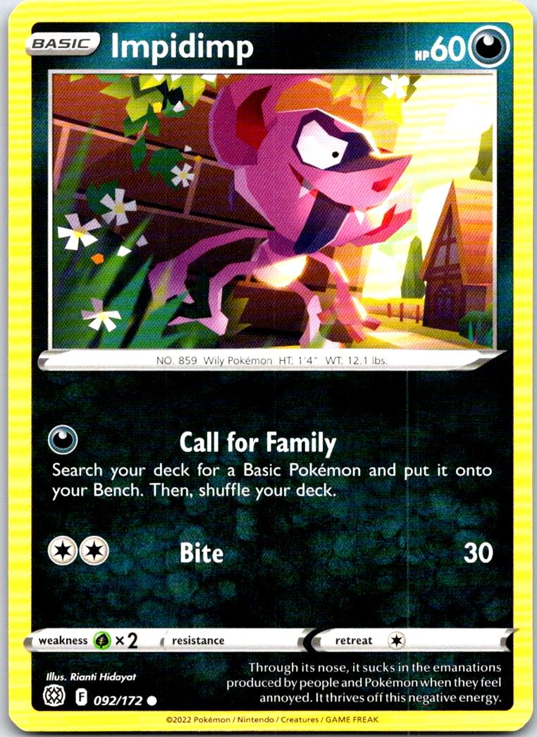 Impidimp - 092/172 - - BRILLIANT STARS - Pokemon - Common | AB83-30