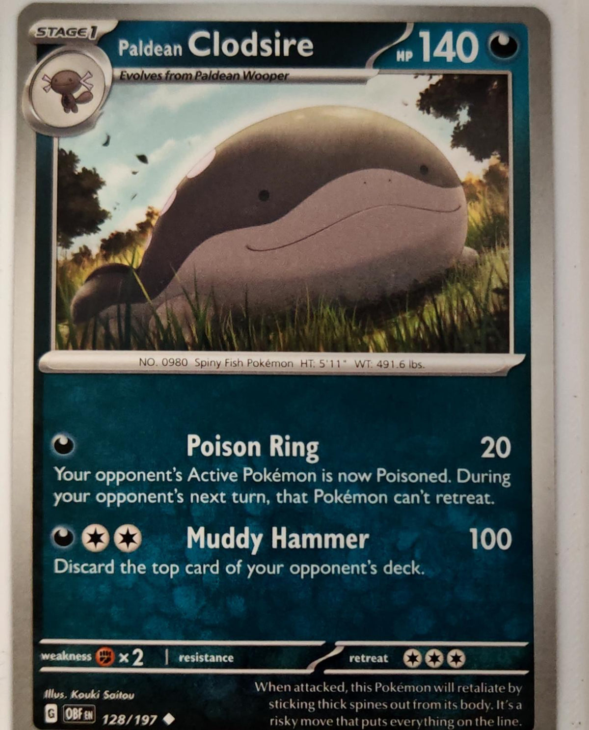 Paldean Clodsire - 128/197 - - OBSIDIAN FLAMES - Pokemon - Uncommon | AA11-1