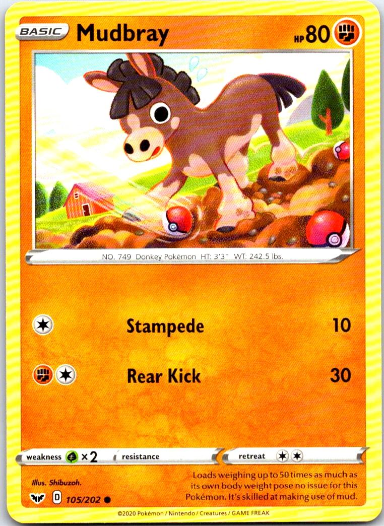 Mudbray - 105/202 - - SWORD & SHIELD - Pokemon - Common | AB82-24