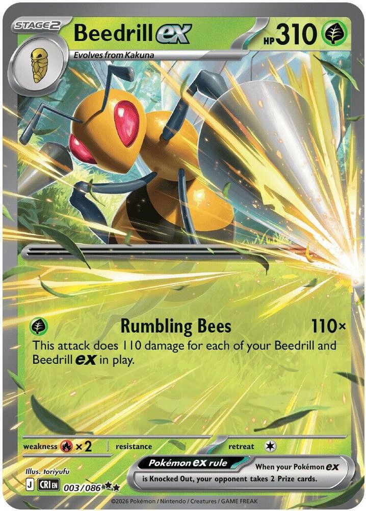 Beedrill ex - 003/086 - Holo - CHAOS RISING - Pokemon - Double Rare | AA33-25