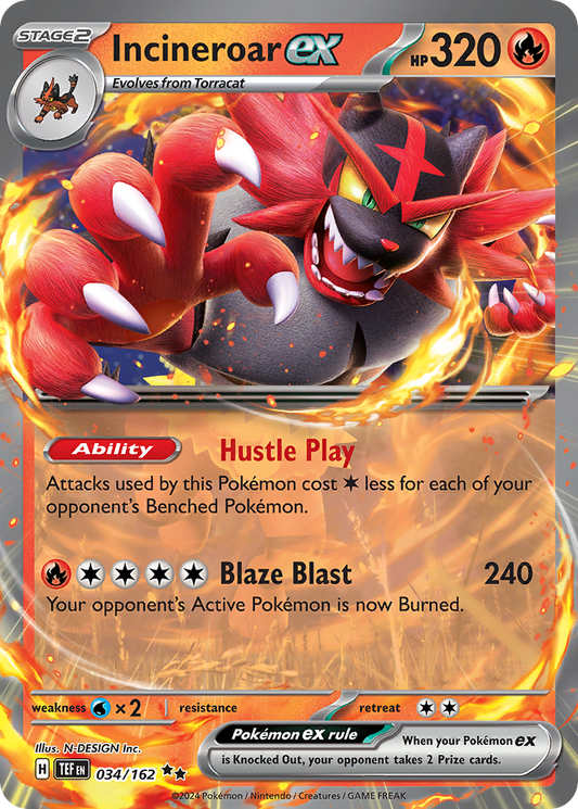 Incineroar ex - 034/162 - Holo - TEMPORAL FORCES - Pokemon - | AA33-17