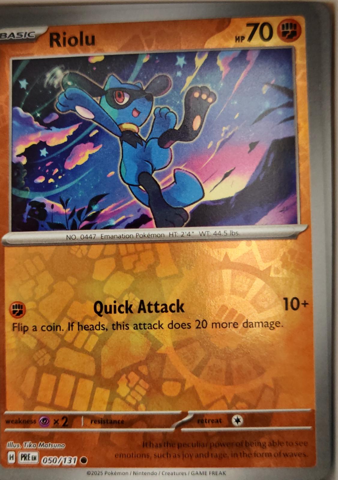 Riolu - 050/131 - Reverse Holo - PRISMATIC EVOLUTIONS - Pokemon - | AA04-48