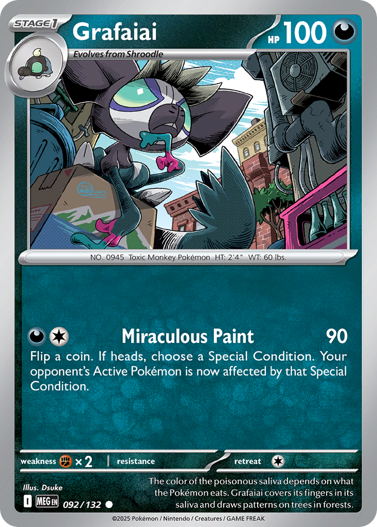 Grafaiai - 092/132 - - MEGA EVOLUTION - Pokemon - Common | AA12-4