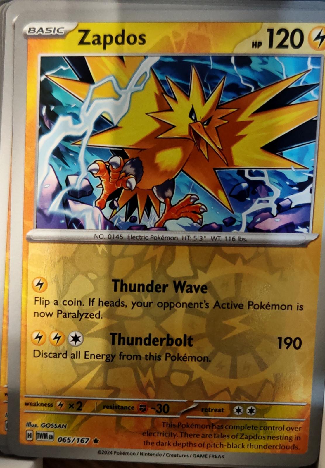 Zapdos - 065/167 - Reverse Holo - TWILIGHT MASQUERADE - Pokemon - Rare | AA75-21
