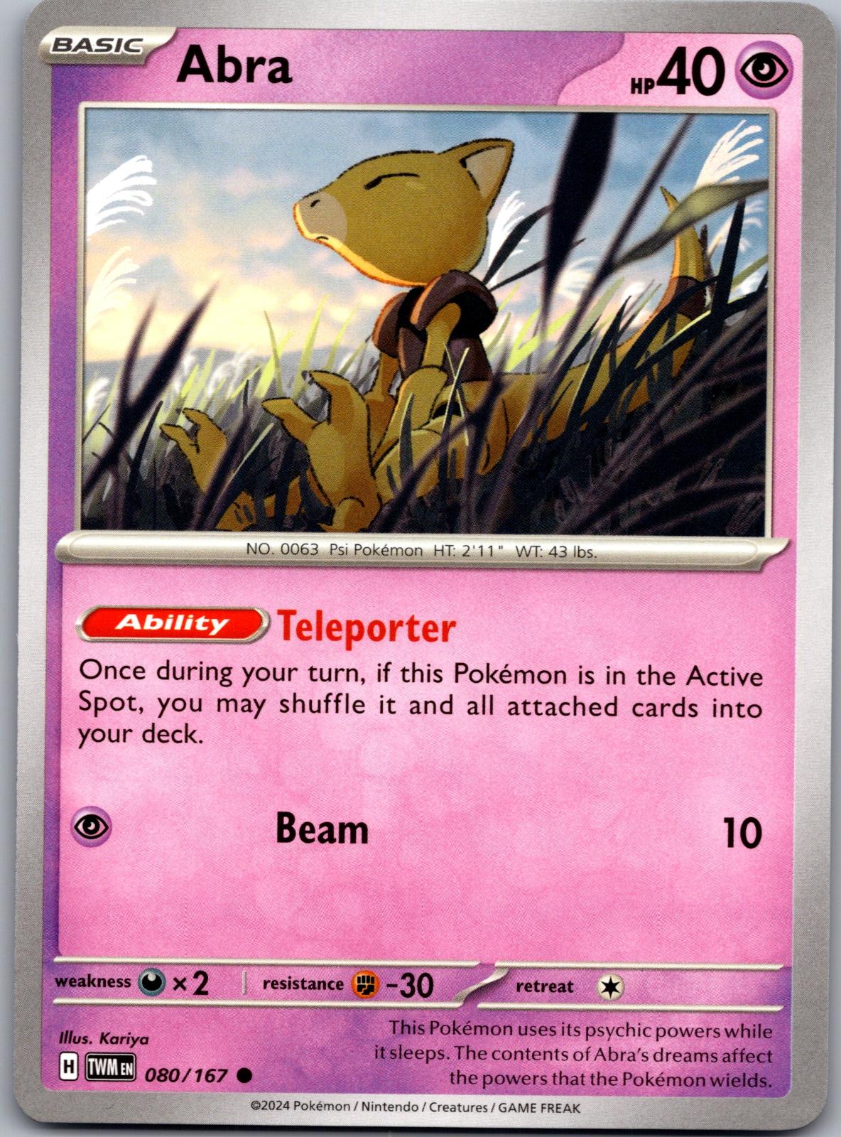 Abra - 080/167 - - TWILIGHT MASQUERADE - Pokemon - Common | AA88-35