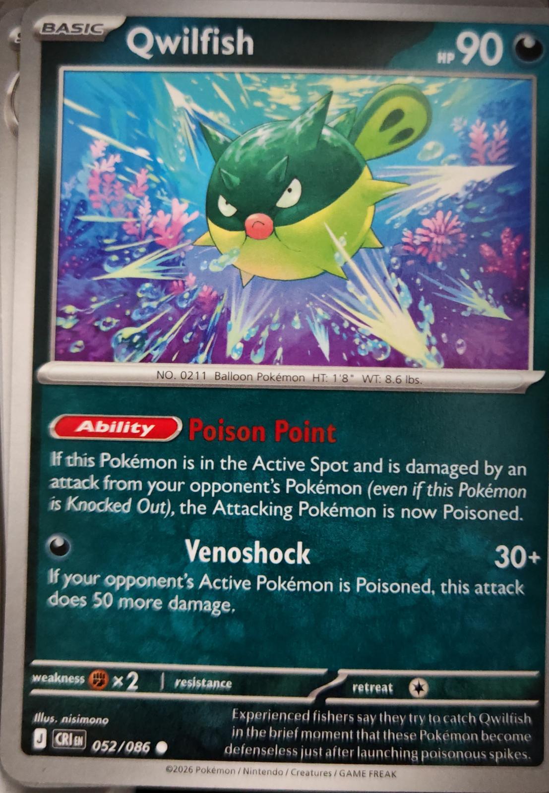 Qwilfish - 052/086 - - CHAOS RISING - Pokemon - Common | AA08-68