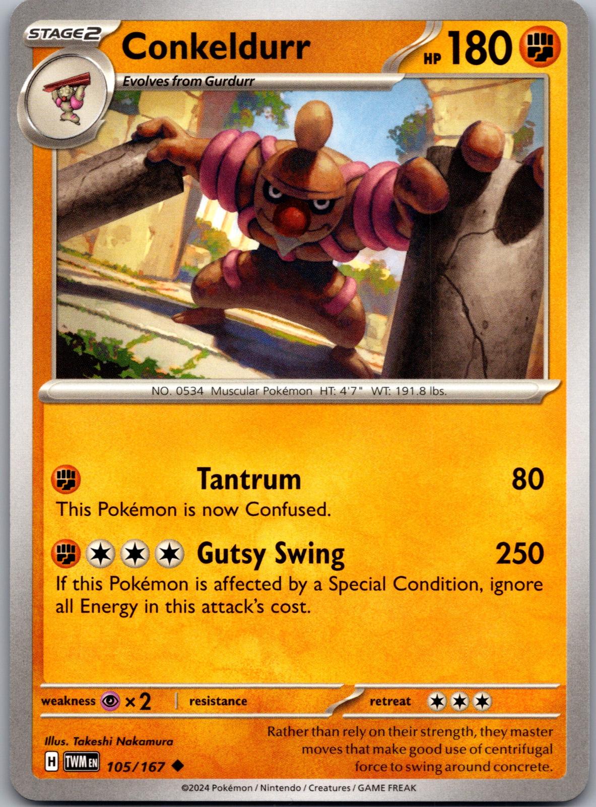 Conkeldurr - 105/167 - - TWILIGHT MASQUERADE - Pokemon - Uncommon | AA86-28