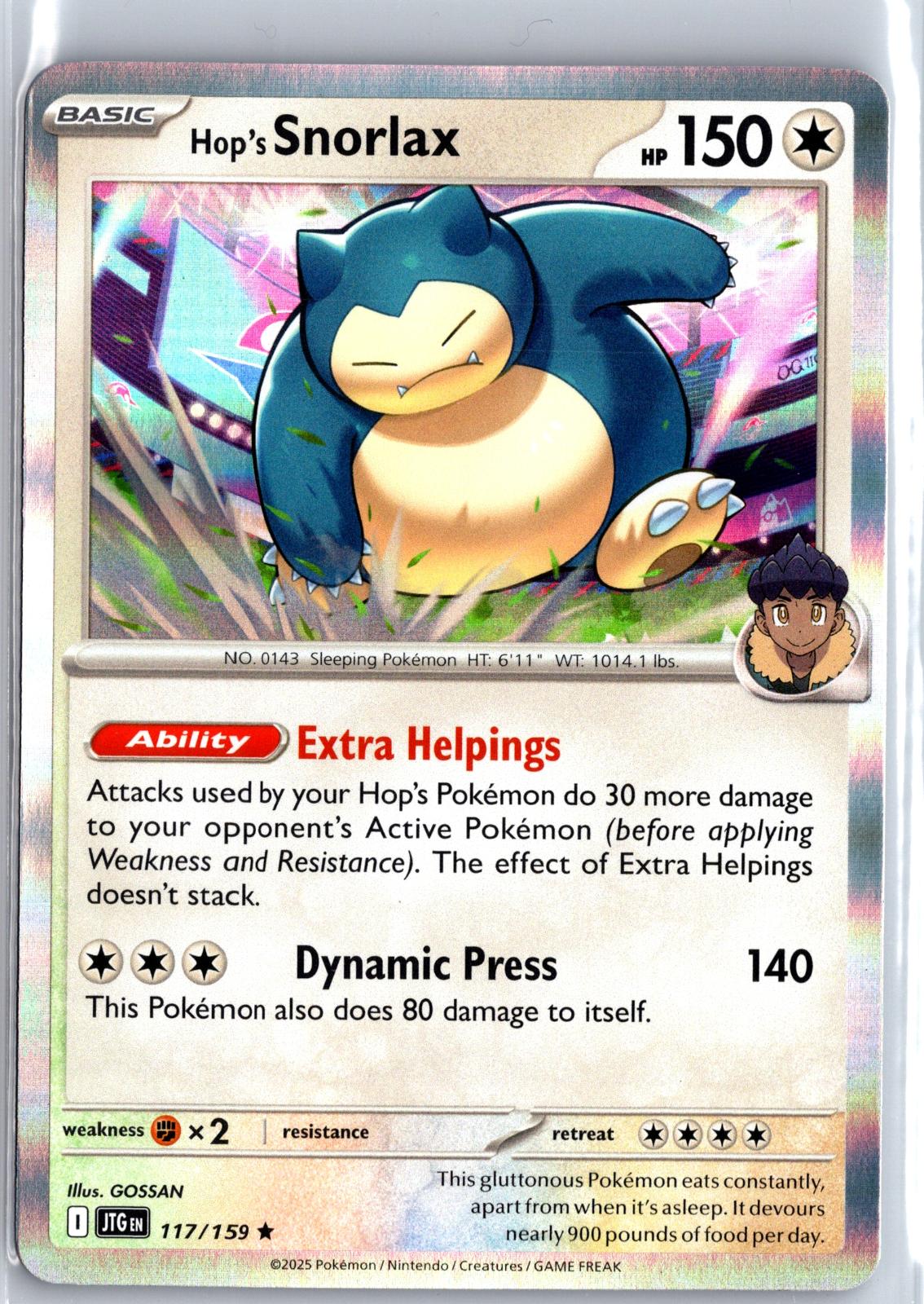 Hop's Snorlax - 117/159 - Holo - JOURNEY TOGETHER - Pokemon - Rare | AB05-51