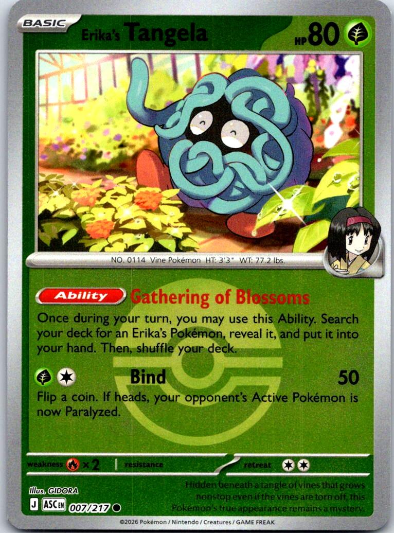 Erika's Tangela (Poke Ball) - 007/217 - Reverse Holo - ASCENDED HEROES - Pokemon - | AA119-39