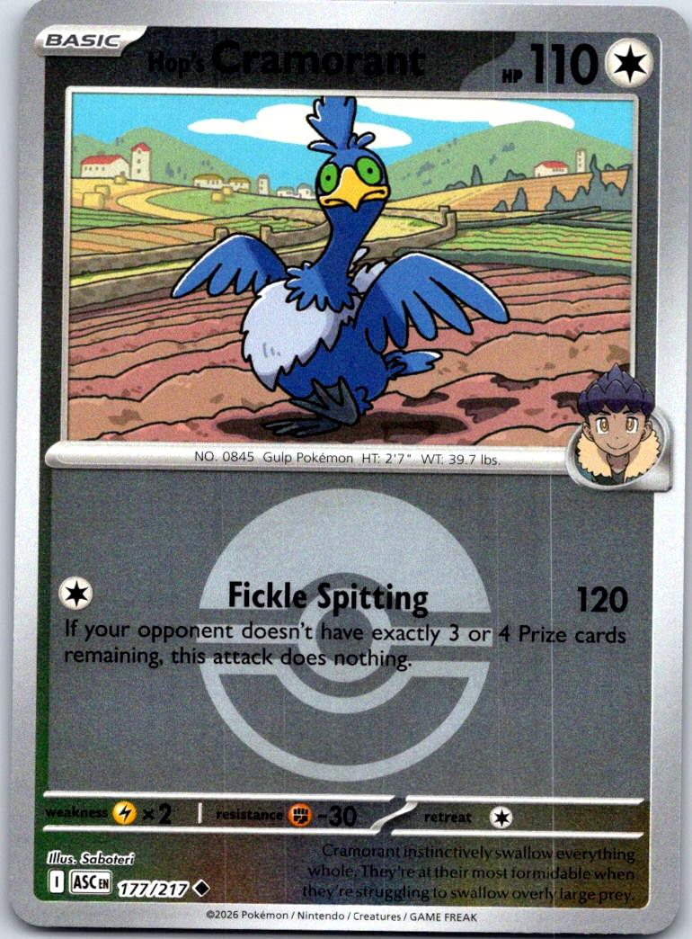 Hop's Cramorant (Poke Ball) - 177/217 - Reverse Holo - ASCENDED HEROES - Pokemon - | AA132-14