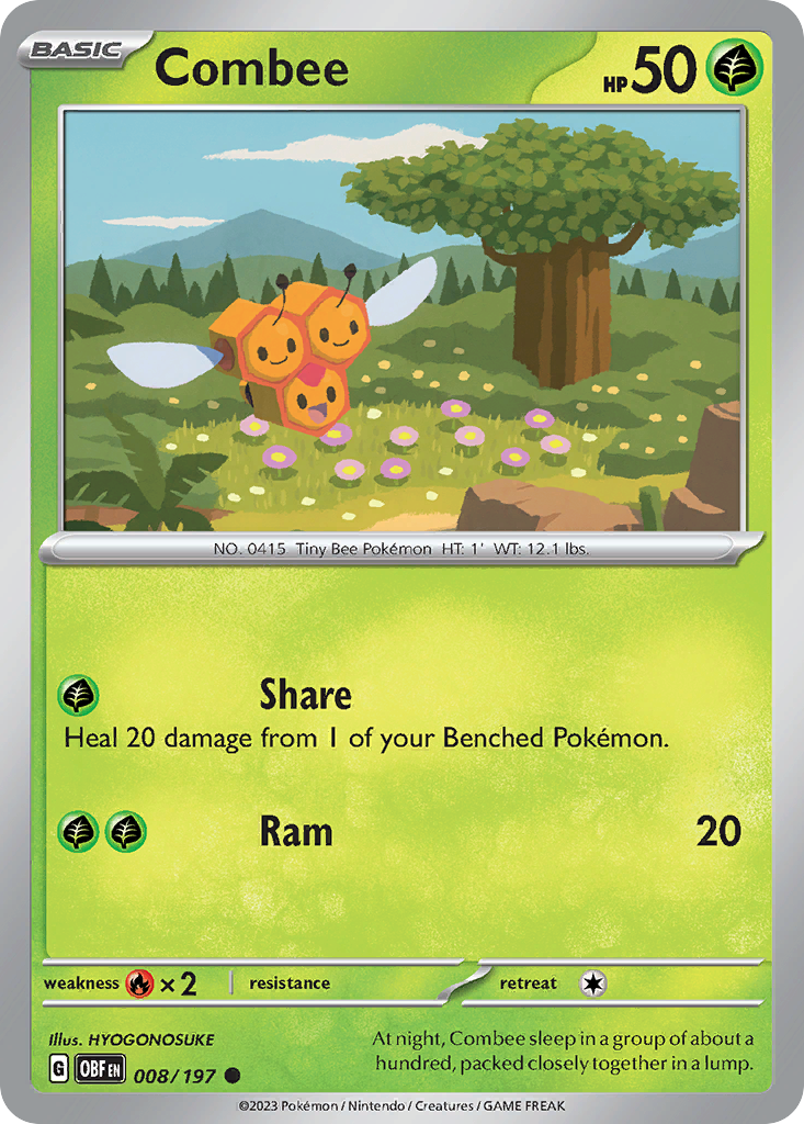 Combee - 008/197 - Reverse Holo - OBSIDIAN FLAMES - Pokemon - Common | AA18-63