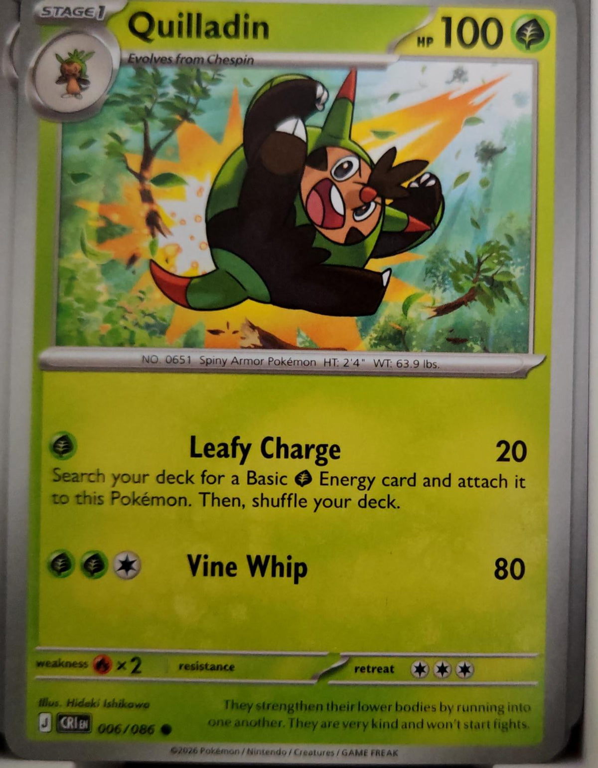 Quilladin - 006/086 - - CHAOS RISING - Pokemon - Common | AA45-81