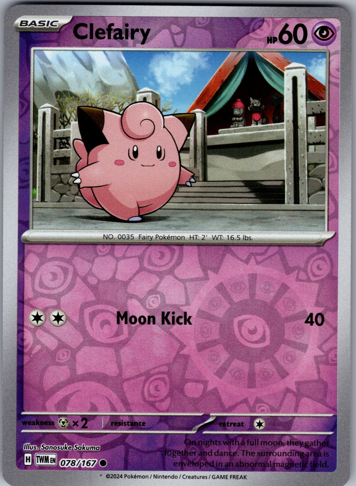 Clefairy - 078/167 - Reverse Holo - TWILIGHT MASQUERADE - Pokemon - | AA82-31