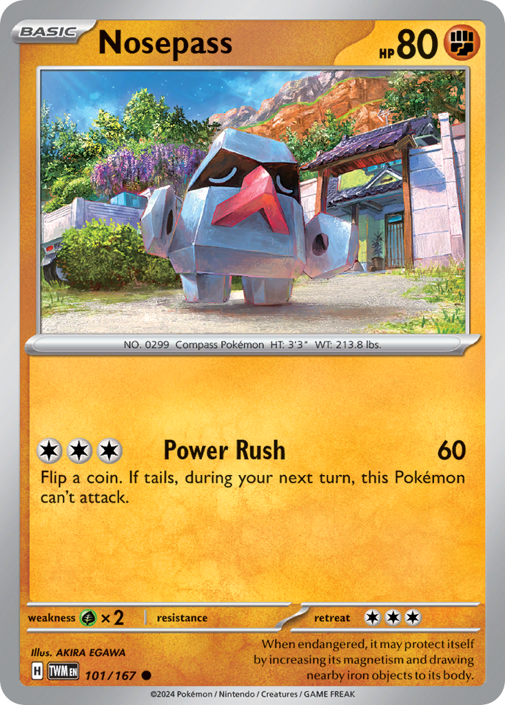 Nosepass - 101/167 - Reverse Holo - TWILIGHT MASQUERADE - Pokemon - | AA75-7