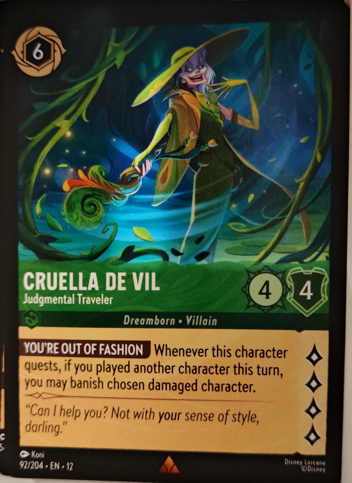 Cruella De Vil - Judgmental Traveler - 92/204 - - WILDS UNKNOWN - Lorcana - | LAA02-12