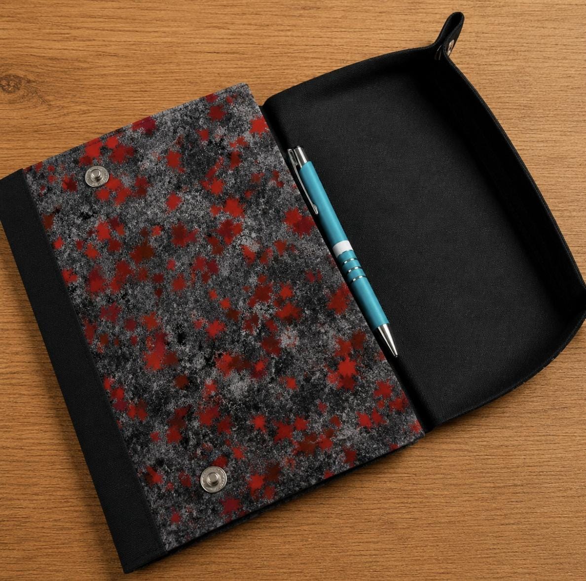 Halloween Horror handmade A5 notebook cover with fold-out dice rolling tray