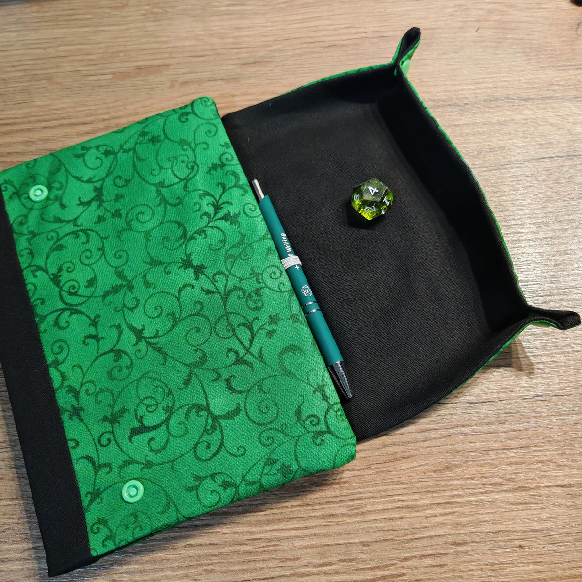 Druid handmade A5 notebook cover with fold-out dice rolling tray
