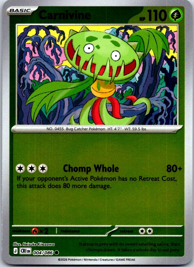 Carnivine - 004/086 - - CHAOS RISING - Pokemon - Common | AA127-46