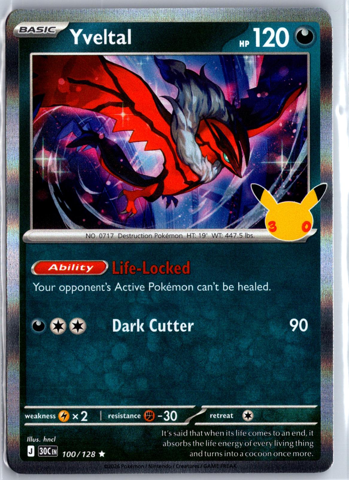 Yveltal - 100/128 - Holo - ME: 30TH CELEBRATION - Pokemon - | AA97-18