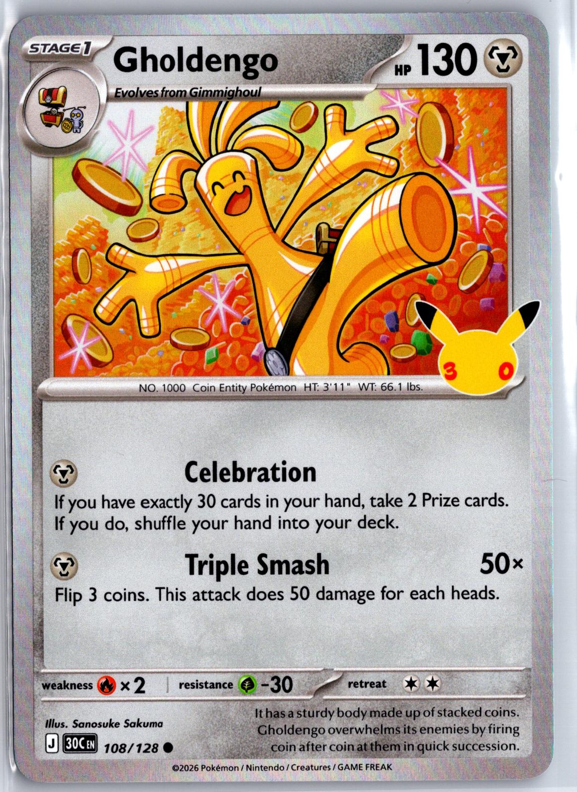 Gholdengo - 108/128 - Holo - ME: 30TH CELEBRATION - Pokemon - Common | AA97-4