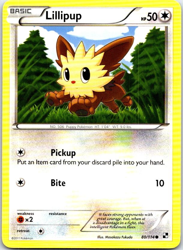 Lillipup - 80/114 - - BLACK & WHITE - Pokemon - Common | AC02-41