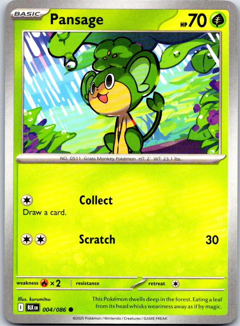 Pansage - 004/086 - - BLACK BOLT - Pokemon - Common | AA106-34