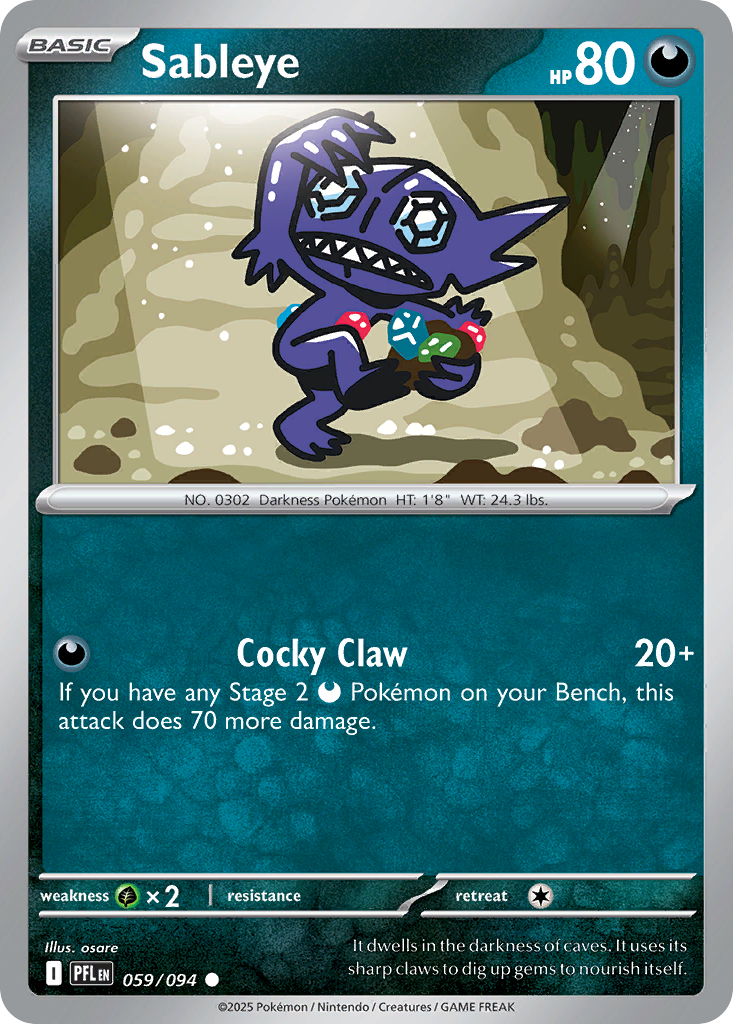 Sableye - 059/094 - Reverse Holo - PHANTASMAL FLAMES - Pokemon - | AA56-36