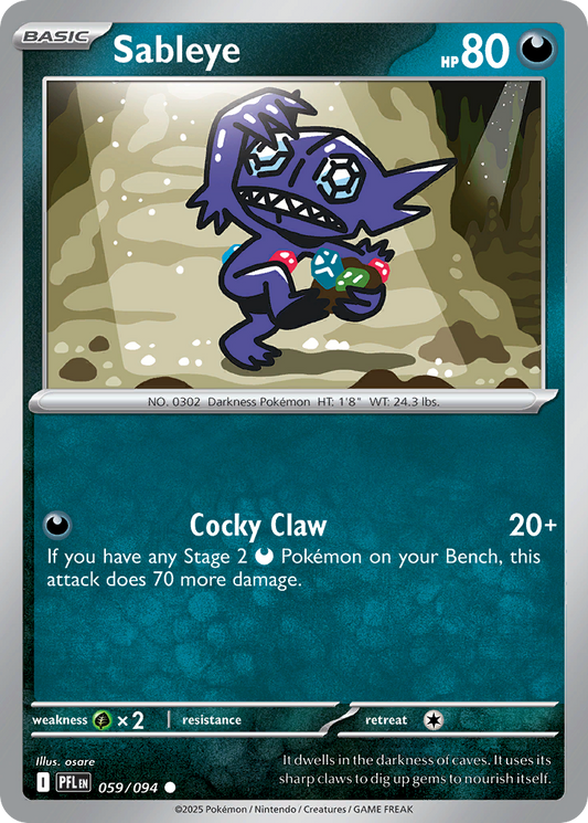 Sableye - 059/094 - Reverse Holo - PHANTASMAL FLAMES - Pokemon - | AA56-36