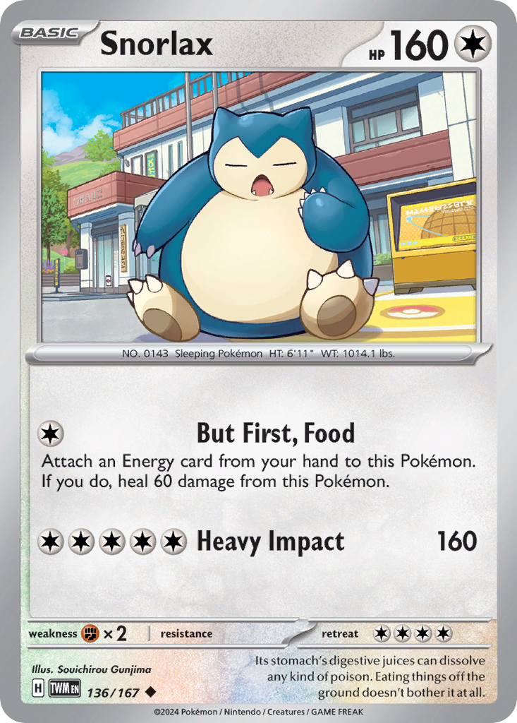 Snorlax - 136/167 - Reverse Holo - TWILIGHT MASQUERADE - Pokemon - | AA75-26