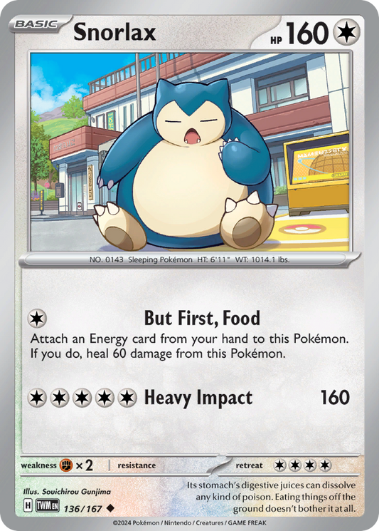 Snorlax - 136/167 - - TWILIGHT MASQUERADE - Pokemon - Uncommon | AA87-18