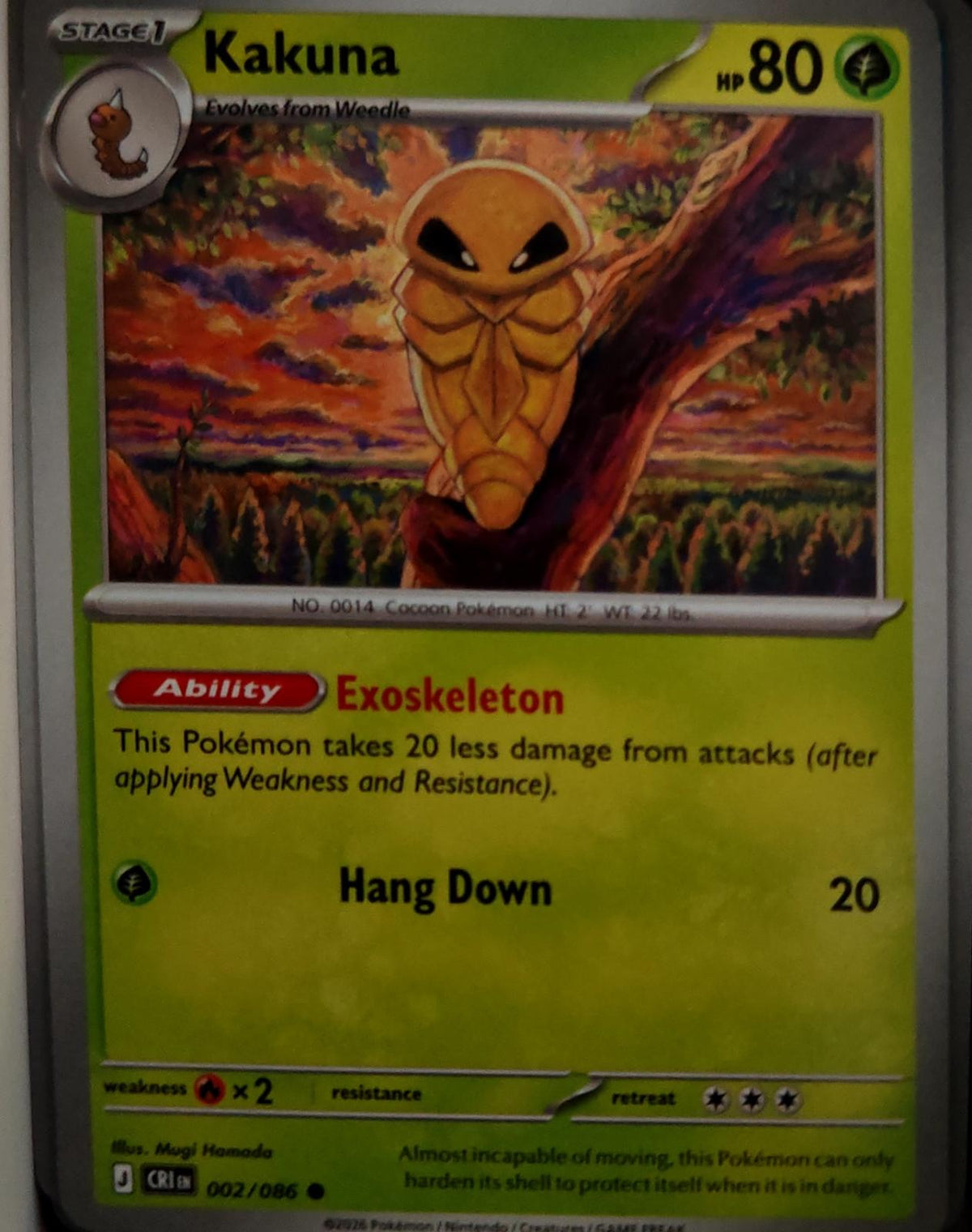 Kakuna - 002/086 - - CHAOS RISING - Pokemon - Common | AA43-22