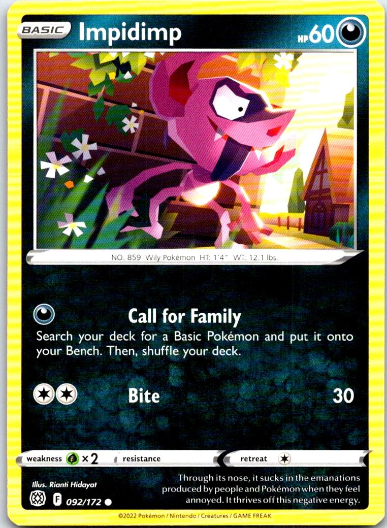 Impidimp - 092/172 - - BRILLIANT STARS - Pokemon - Common | AB29-48