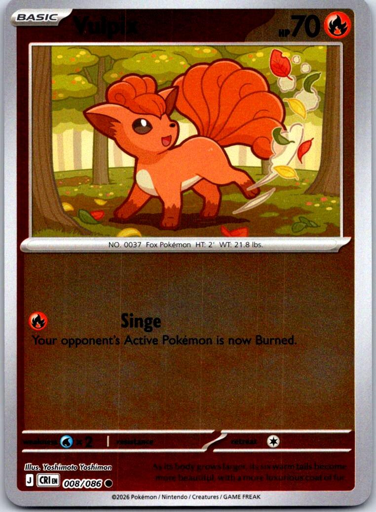Vulpix - 008/086 - Reverse Holo - CHAOS RISING - Pokemon - Common | AA123-49