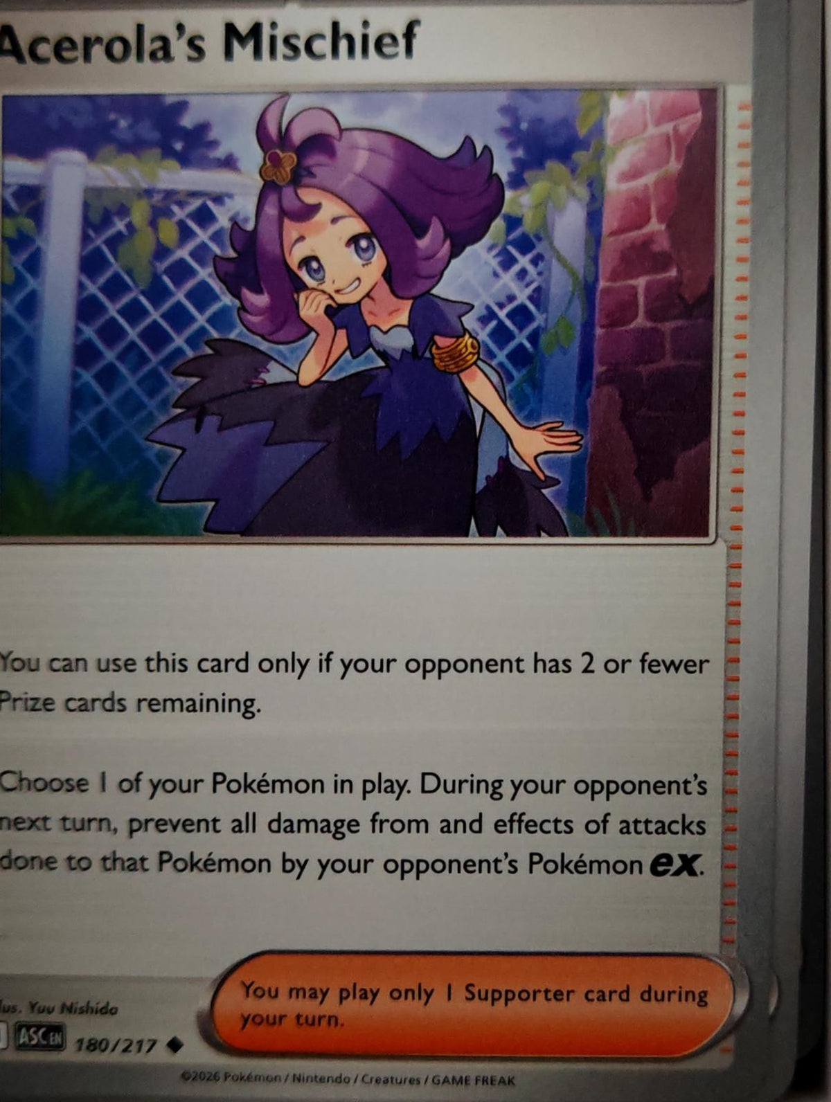 Acerola's Mischief - 180/217 - - ASCENDED HEROES - Pokemon - Uncommon | AA40-46